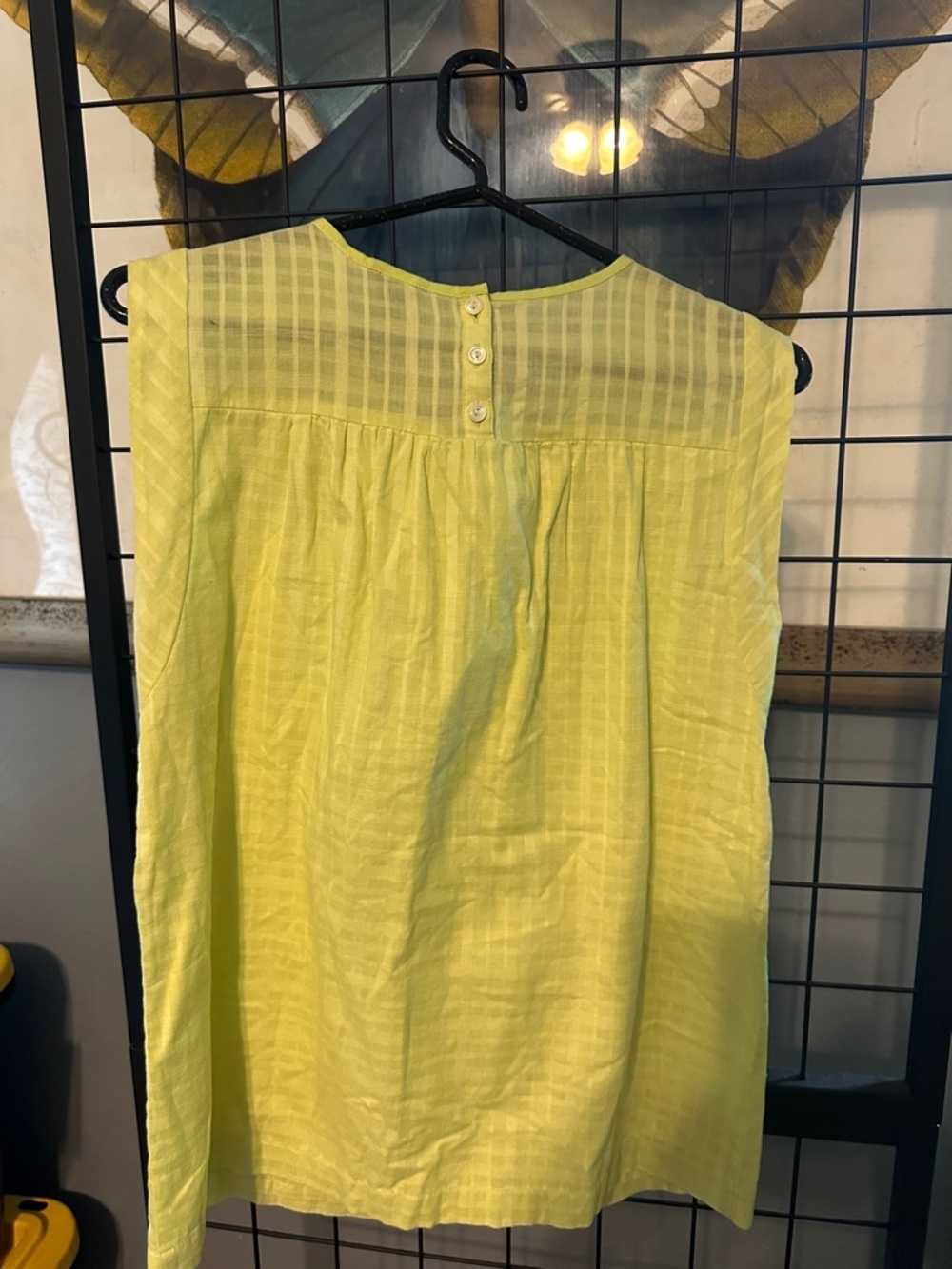 J. Crew Lemon Yellow Beaded Sleeveless Blouse lined linen - Picture 3 of 3